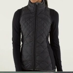 Lululemon Goose Down Fluff Off Vest Zippered Mock Neck Slim Fit Size 8 W4B76S